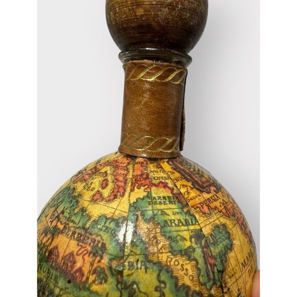 Vtg 1960 Fausto Confuri Italian Leather Wrapped Old World Map Decanter & Stopper - Picture 8 of 8